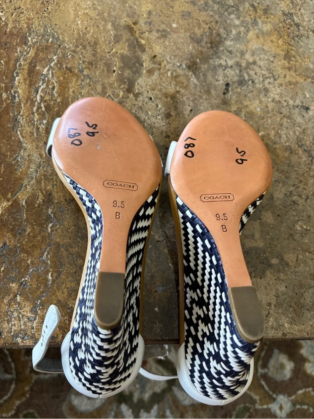Coach White Leather Open-Toe Ankle Strap Platform Sandals